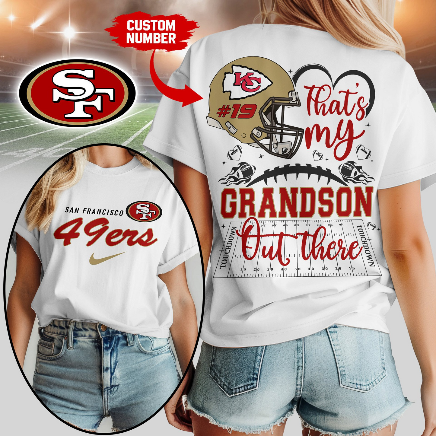 SF49 Premium NFL That My Grandson Out There Shirt DDT NTL