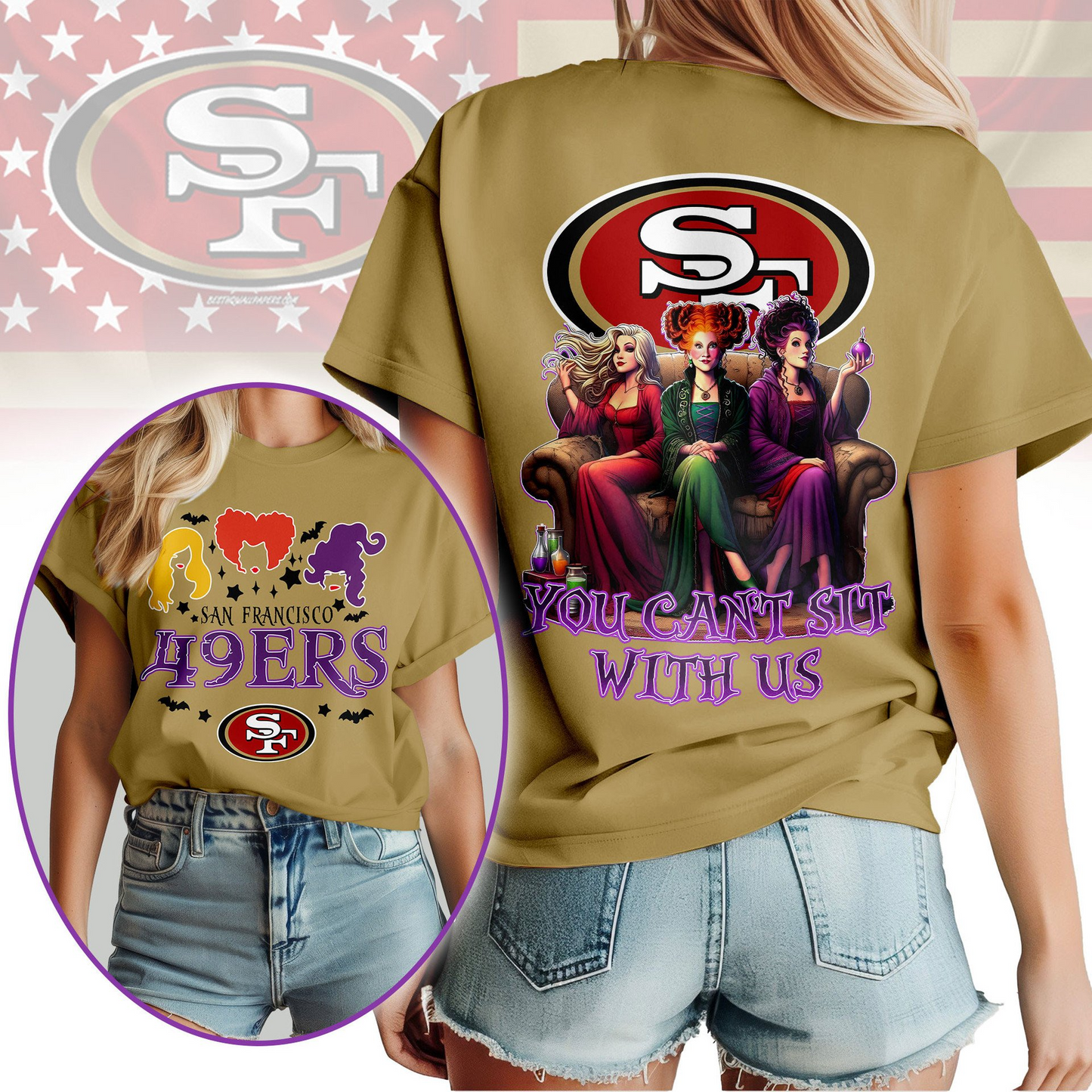 SF49 Premium NFL You Can't Sit With Us 3D T-shirt DDT NTL