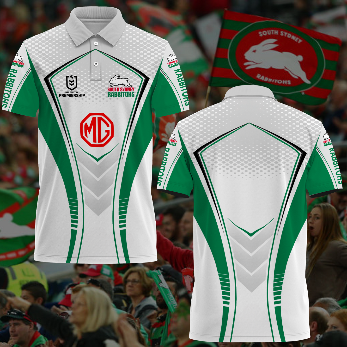 South Sydney Rabbitohs NRL 2025 Polo Shirt TM NTA V3
