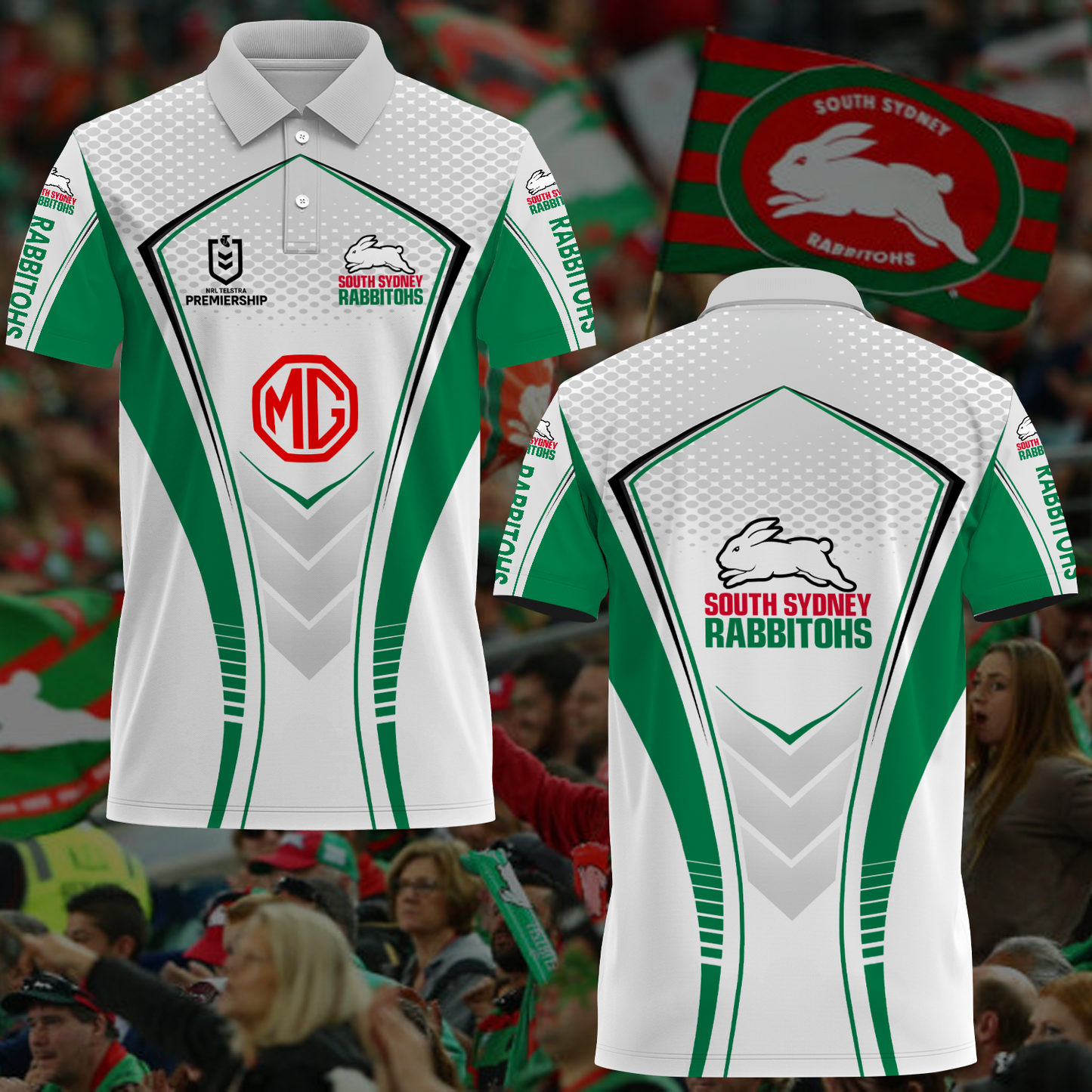 South Sydney Rabbitohs NRL 2025 Polo Shirt TM NTA V4