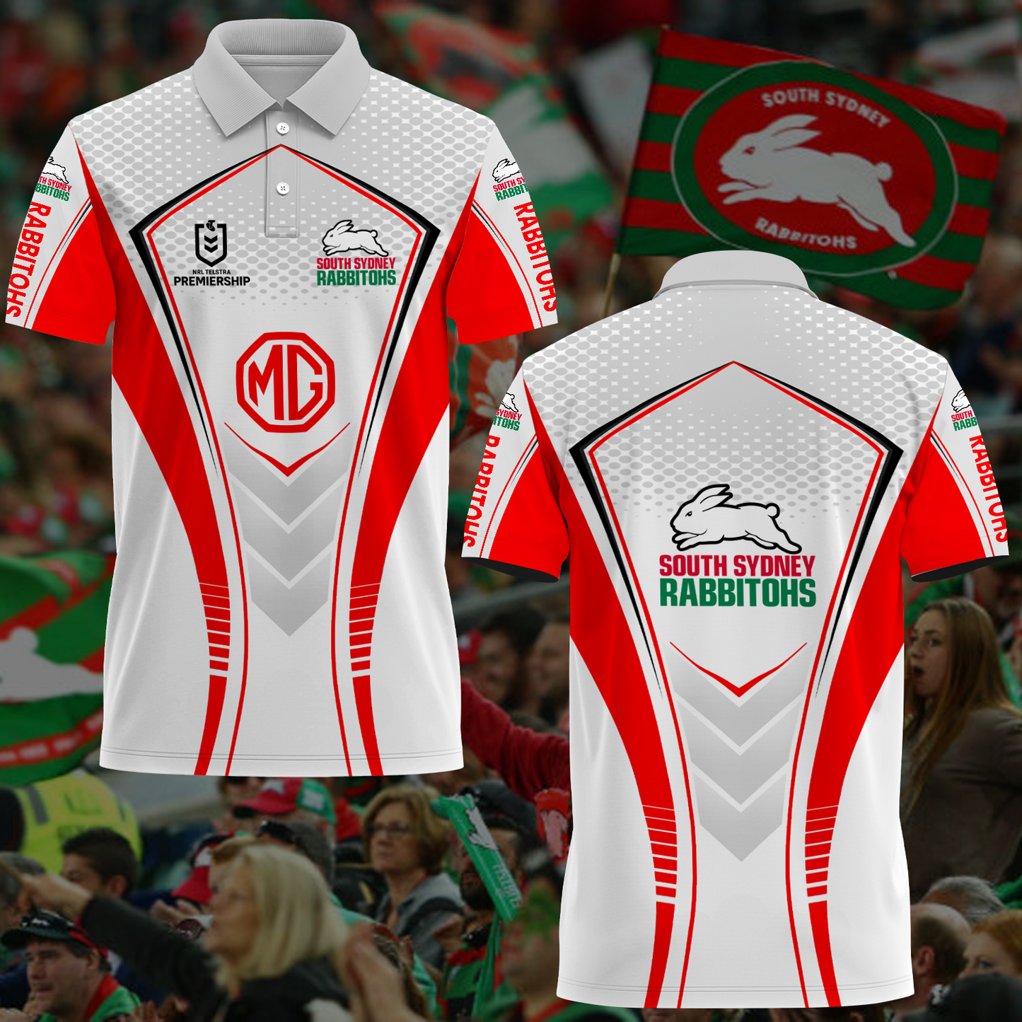South Sydney Rabbitohs NRL 2025 Polo Shirt TM NTA V6