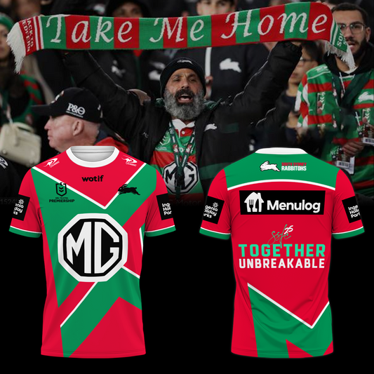 South Sydney Rabbitohs NRL Together Unbreakable Limited Edition T-Shirt TM - You will save more when you buy the clothes and hat combo V7