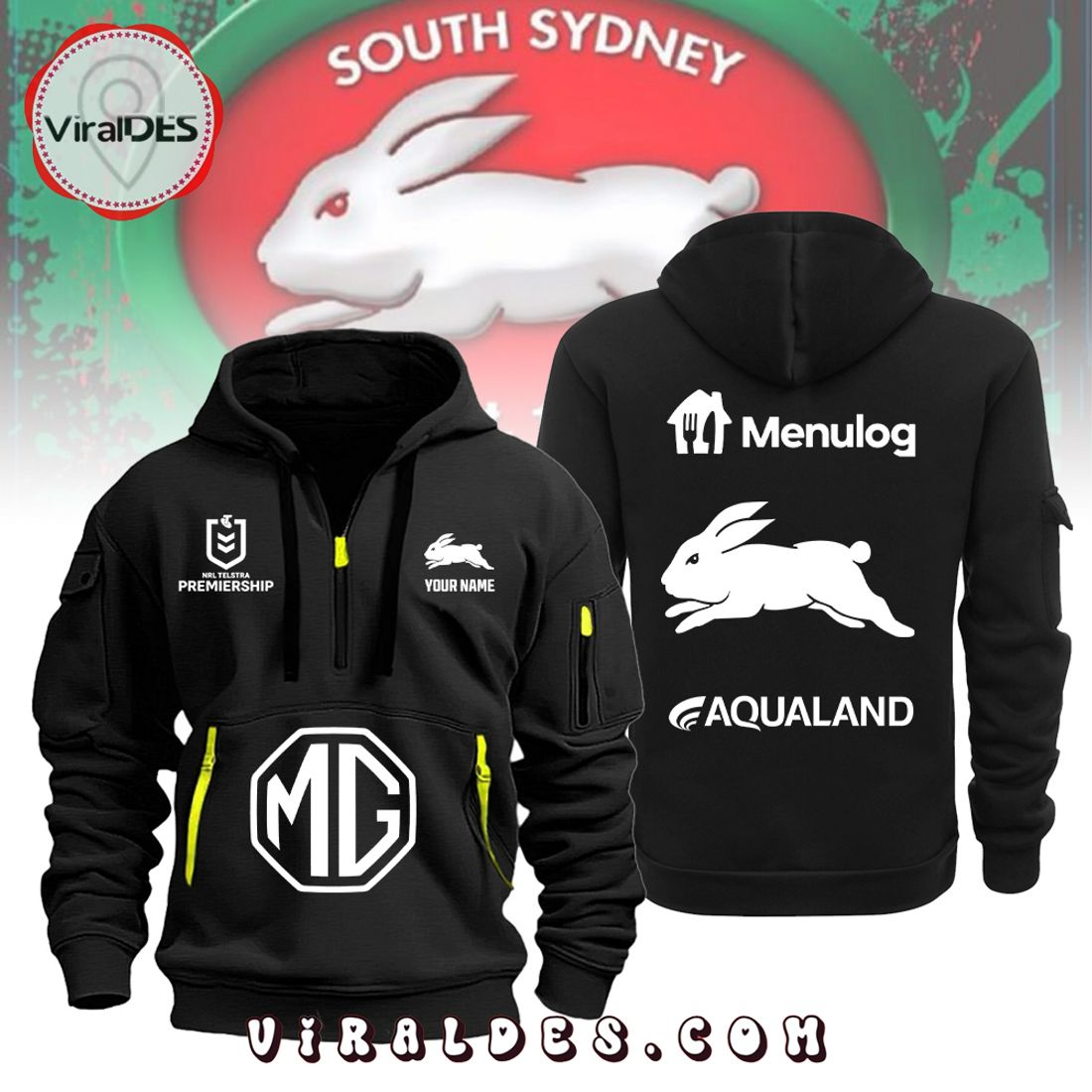 South Sydney Rabbitohs NRL Together Unbreakable Limited Edition Zipper Hoodie TM V2