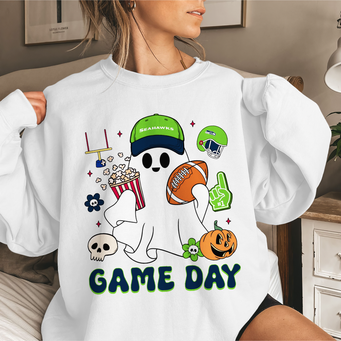 SS Game Day Football Ghost Sweatshirt DDT NTL