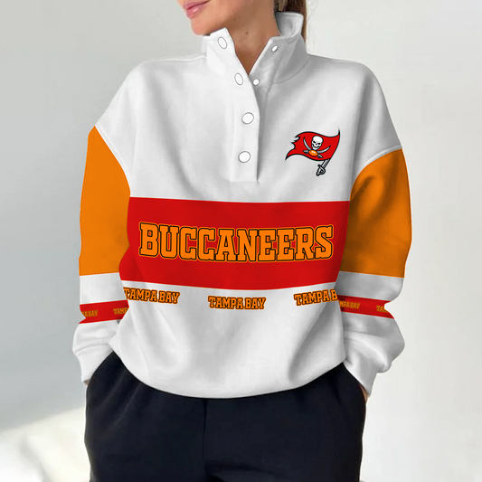 TB x NFL Women's Retro Casual Snap Mockneck Pullover DATND TANTD