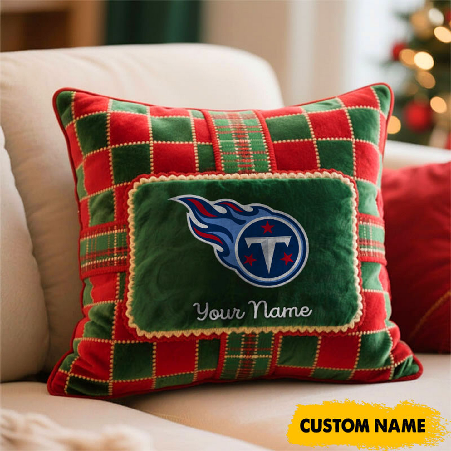 TEN x NFL Christmas New Square Pillow DatND DVT