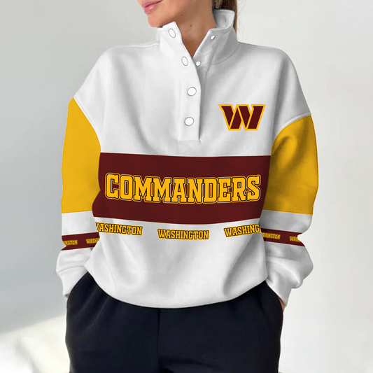 WAS x NFL Women's Retro Casual Snap Mockneck Pullover DATND TANTD