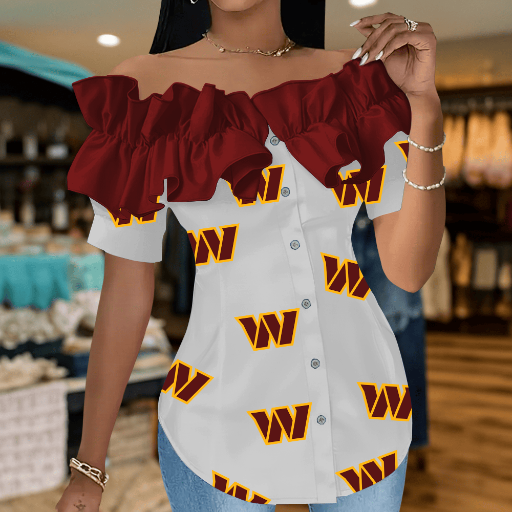 WC Premium NFL Women Ruffle Off-Shoulder Blouse DDT CTND
